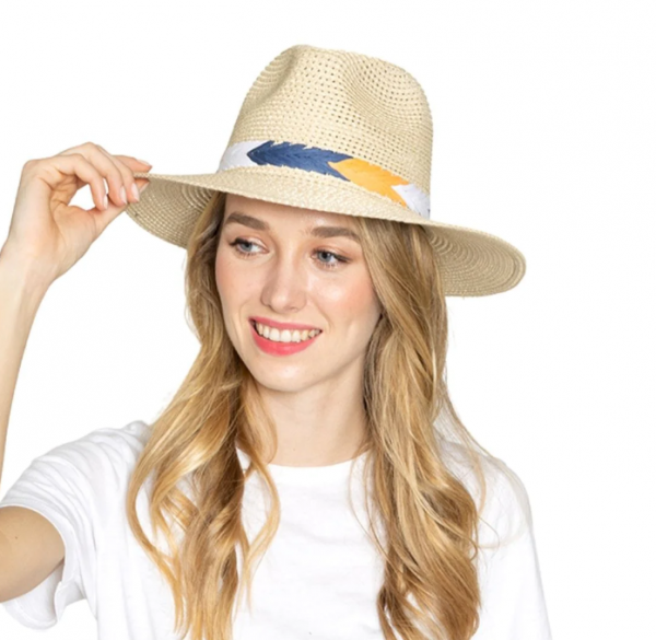 Topi Panama dengan Pita Berpola Chevron